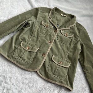 L.L. Bean Pinwheel Cordaroy Button Coat Khaki